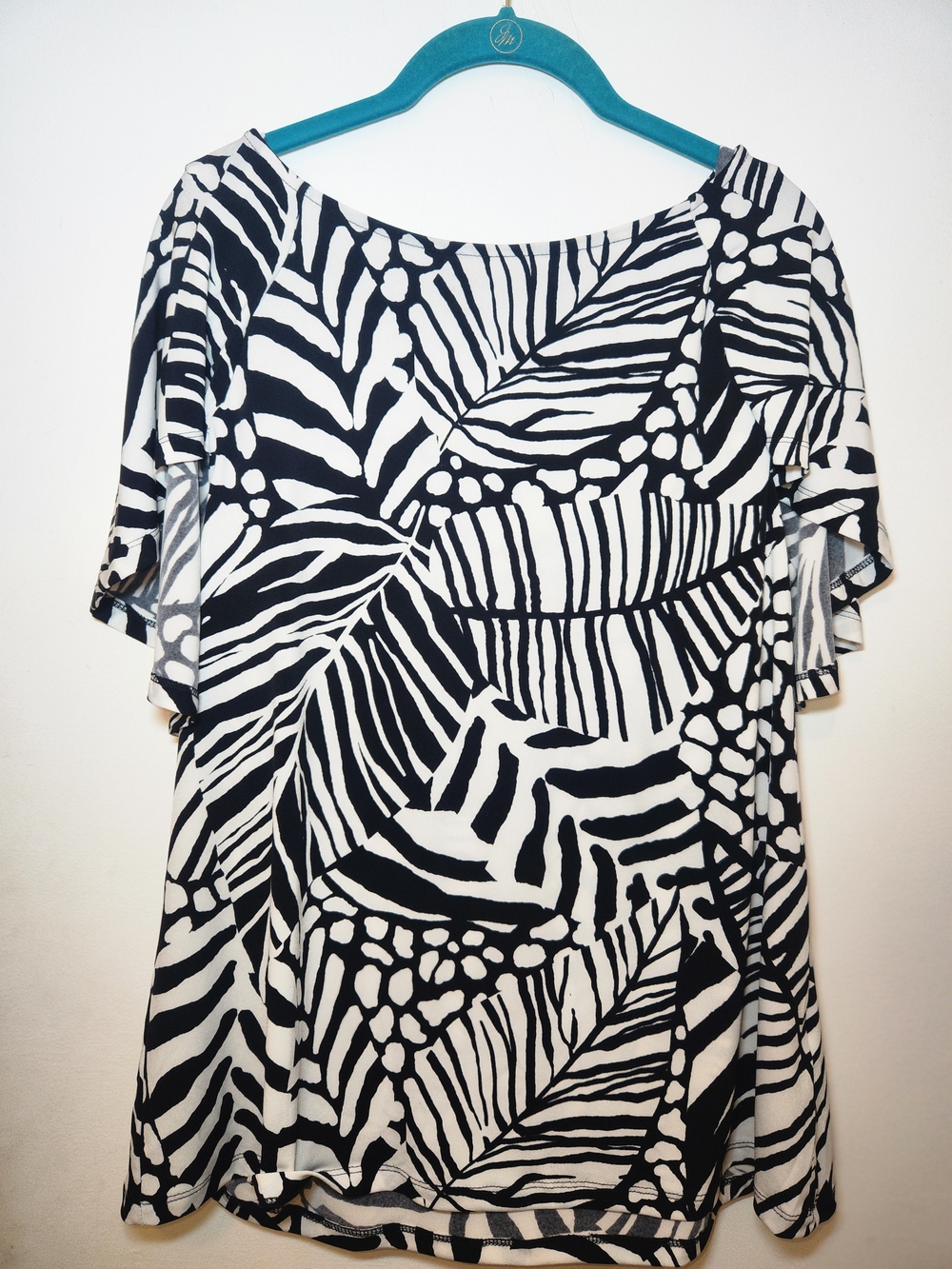 IMAN Black & White Tropical Leaf Top XL